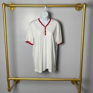 New American Apparel Y Neck Ringer Henley Tee